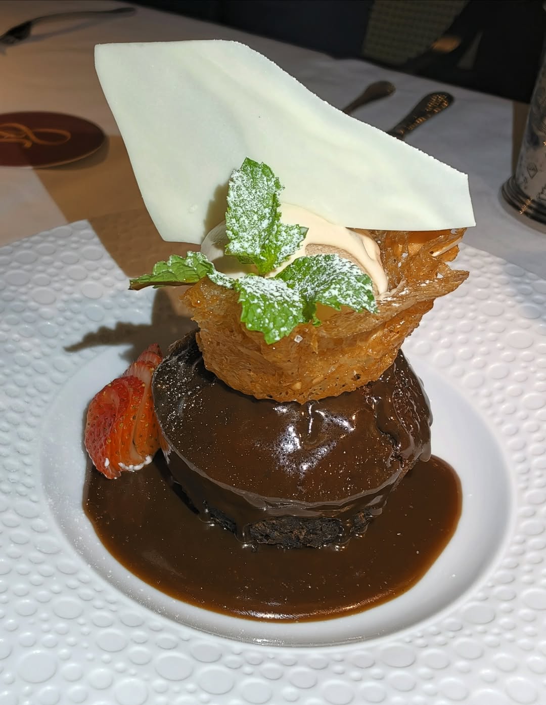 Sticky toffee pudding with white chocolate at Brontë